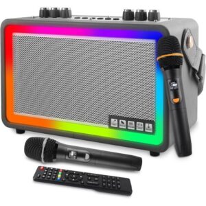 Cassa acustica 100W 2X4" con bluetooth/USB/Scheda SD 2 microfoni wireless