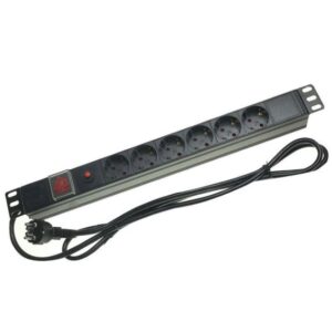 Multipresa 6 posti Schuko per armadio rack 19" con interruttore luminoso