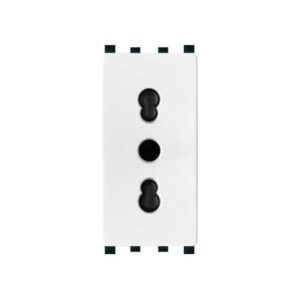 Presa bivalente 10-16A 250V Bianco compatibile Vimar Plana