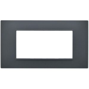 Placca 4 posti antracite Soft Touch compatibile Vimar Plana