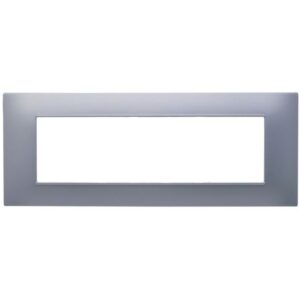 Placca 7 posti argento Soft Touch compatibile Vimar Plana