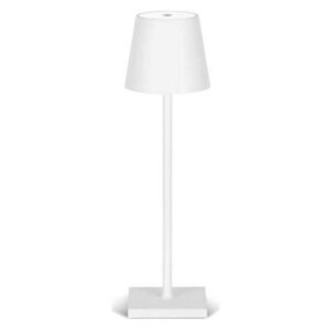 Lampada LED ricaricabile da tavolo 3W dimmerabile in metallo bianco