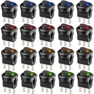 Interruttore a bilanciere luminoso Giallo/Verde/Rosso/Blu confezione 20 pezzi