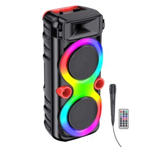 Cassa acustica portatile ricaricabile 2x8" 30W Luce LED Bluetooth TWS/SD/USB KK-8201