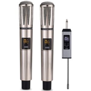 Coppia di microfoni wireless ricaricabili UHF